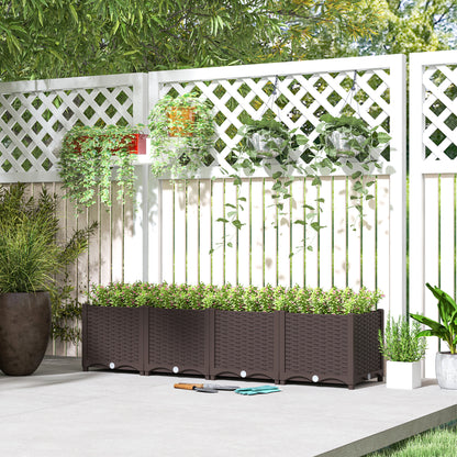 Plastic Raised Garden Bed, Outdoor Planter Box with Drainage Holes for Patio, Balcony, 63" x 15.7" x 14.6", Brown