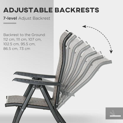 2PCs Outdoor Wicker Folding Chairs with Adjustable Backrest, Brown