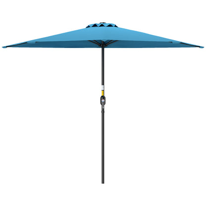 9ft Half Round Umbrella Outdoor Patio Garden Balcony Parasol Window Sun Shade w/ 5 Ribs, Light Blue