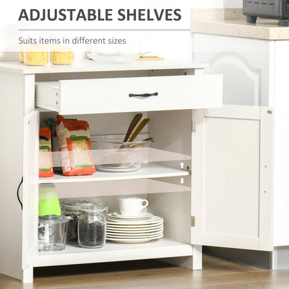 Farmhouse Sideboard Buffet Cabinet, Storage Cabinet with Barn Doors, Distressed White