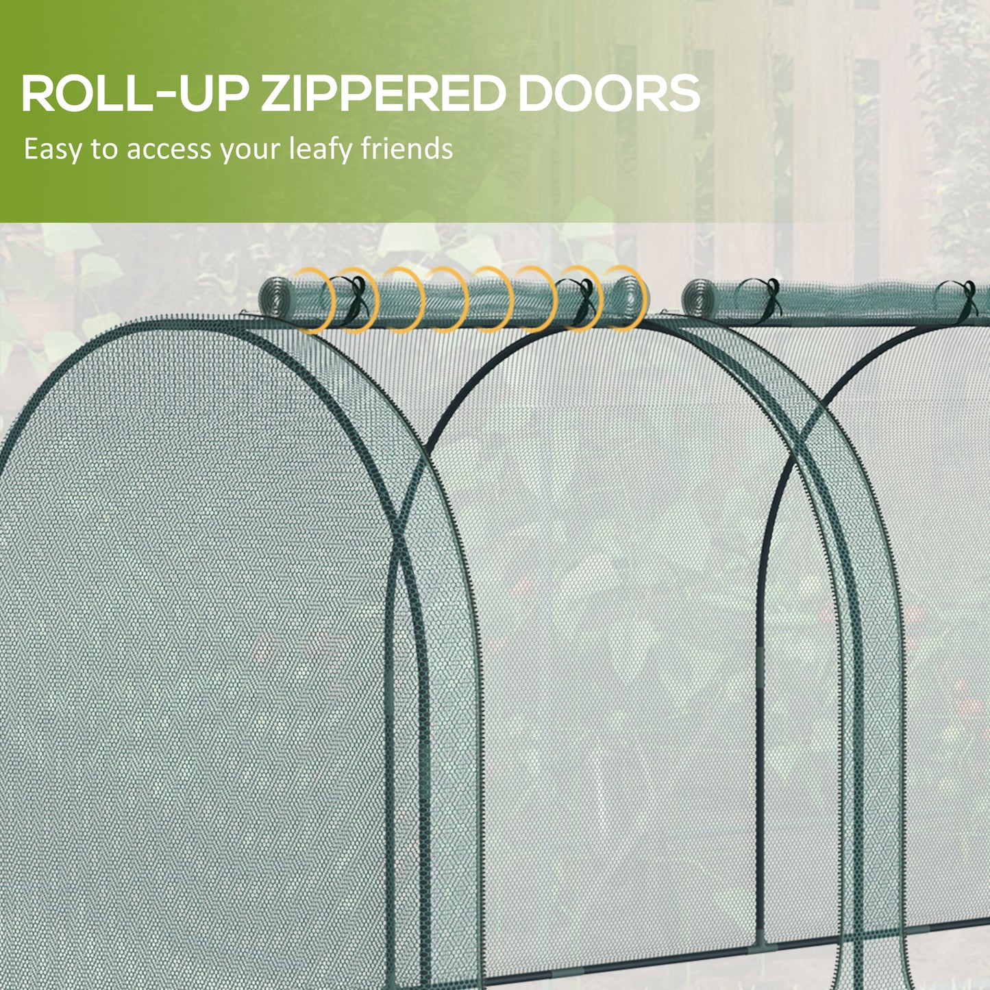 9' x 4' Crop Cage, Garden Plant Protector, with 3 Zippered Doors and 4 Ground Stakes, for Garden, Yard, Lawn, Green
