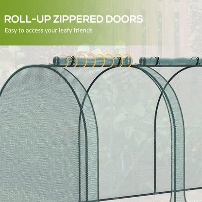 9' x 4' Crop Cage, Garden Plant Protector, with 3 Zippered Doors and 4 Ground Stakes, for Garden, Yard, Lawn, Green