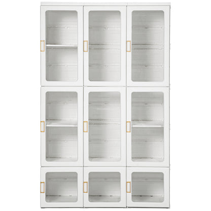 Small Apartment Bedroom Closet Foldable Portable Closet with Cube Storage Hanging Rods Magnet Doors, White
