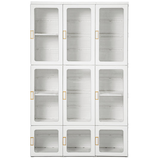 Small Apartment Bedroom Closet Foldable Portable Closet with Cube Storage Hanging Rods Magnet Doors, White