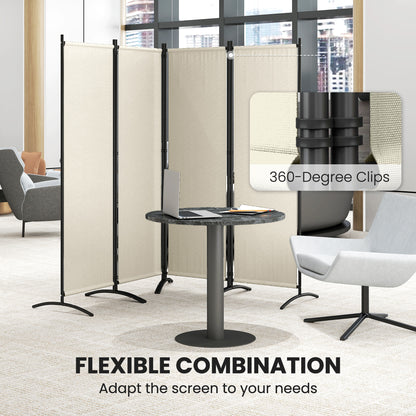 Folding Room Divider, Privacy Screen for Home Office Bedroom, 5.6FT Tall, Cream White
