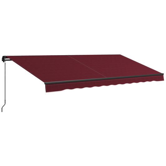 15 x 10 ft Retractable Awning with 280gsm UV-Resistant Fabric, Heavy-Duty Frame Sun Shade Shelter for Deck, Balcony, Yard and Outdoor Living Space, Wine Red