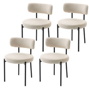 4 Pieces Kitchen Chairs, Modern Dining Chairs w/ Berber Fleece Upholstery and Steel Legs for Living Room, Beige