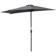 9.8ft Half Umbrella Semi Round Patio Parasol with Crank Handle, Top Vent for Garden, Balcony- NO BASE INCLUDED, Grey