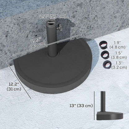 20 lbs Resin Half Parasol Base Outdoor Umbrella Stand Weight, Concrete Garden Parasol Stand, Black