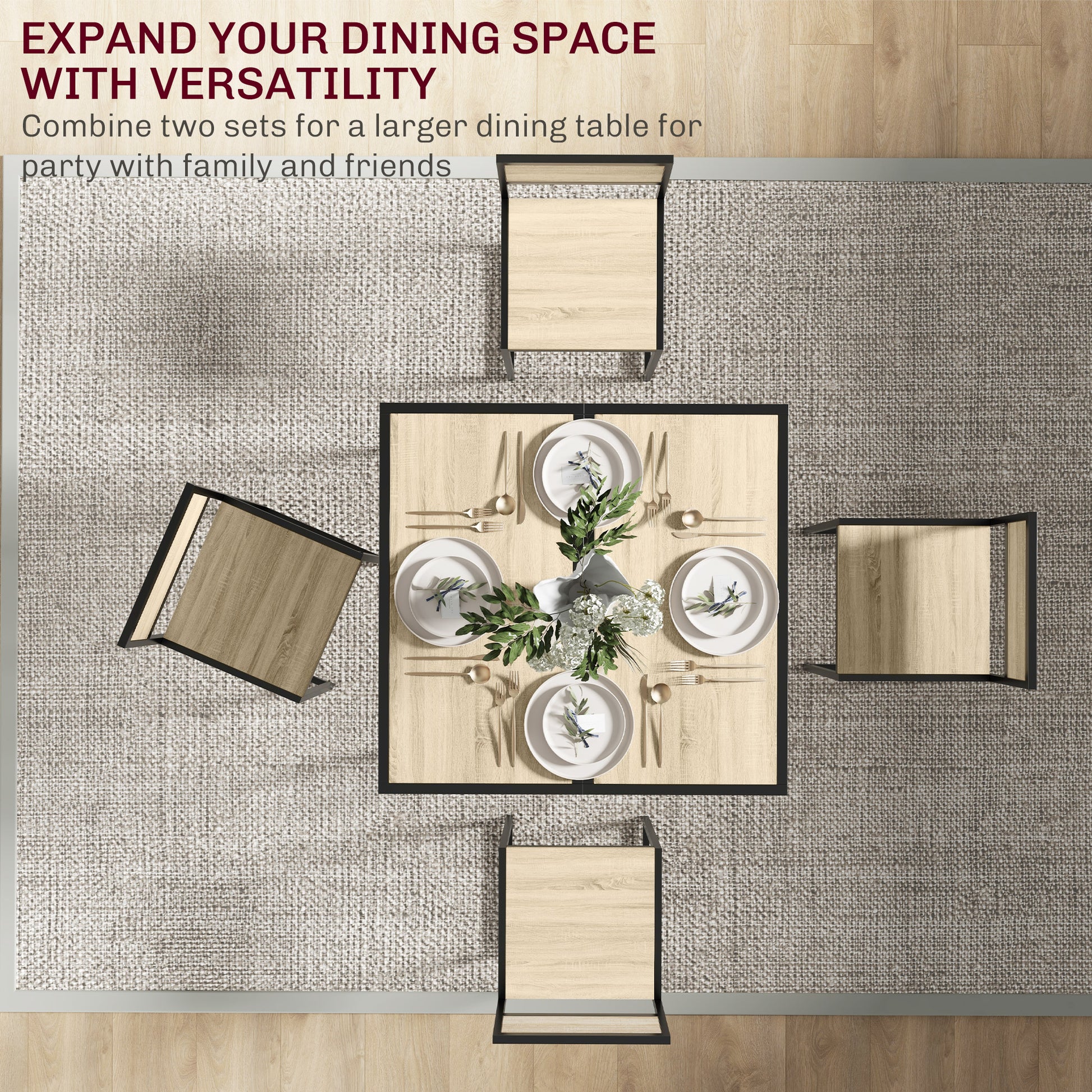 Dining Table Set, Industrial Dining Set for 2, Kitchen Table and Chairs for Small Space, Dining Room Table with Chairs
