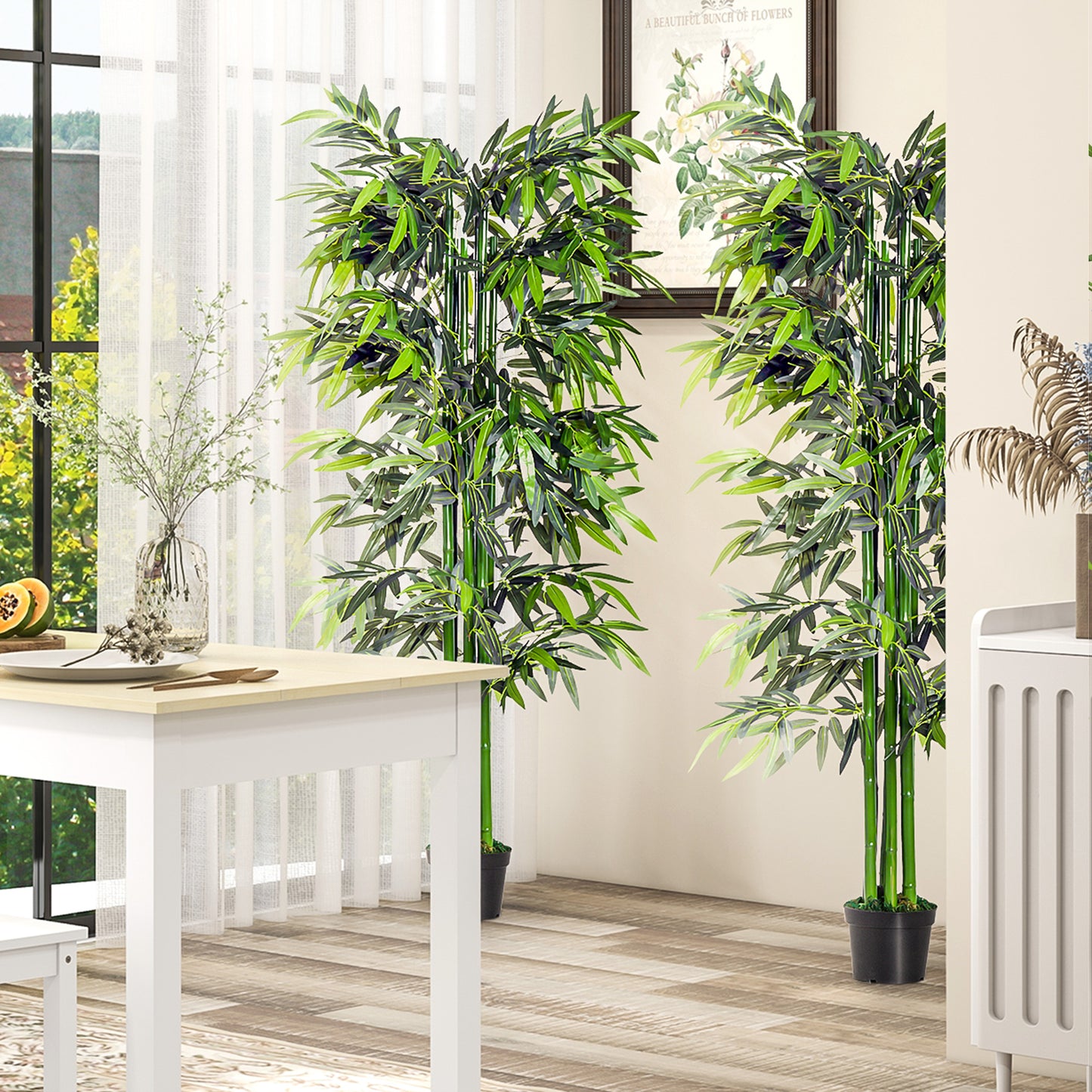 Set of 2 6FT Artificial Bamboo Tree Fake Decorative Plant with Nursery Pot for Indoor Outdoor Décor