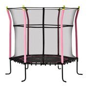 Soozier 63" Kids Trampoline Mini Indoor Bouncer Jumper with Enclosure Net Elastic Thick Padded Pole Gift for Child Toddler Age 3-6 Years Old Pink