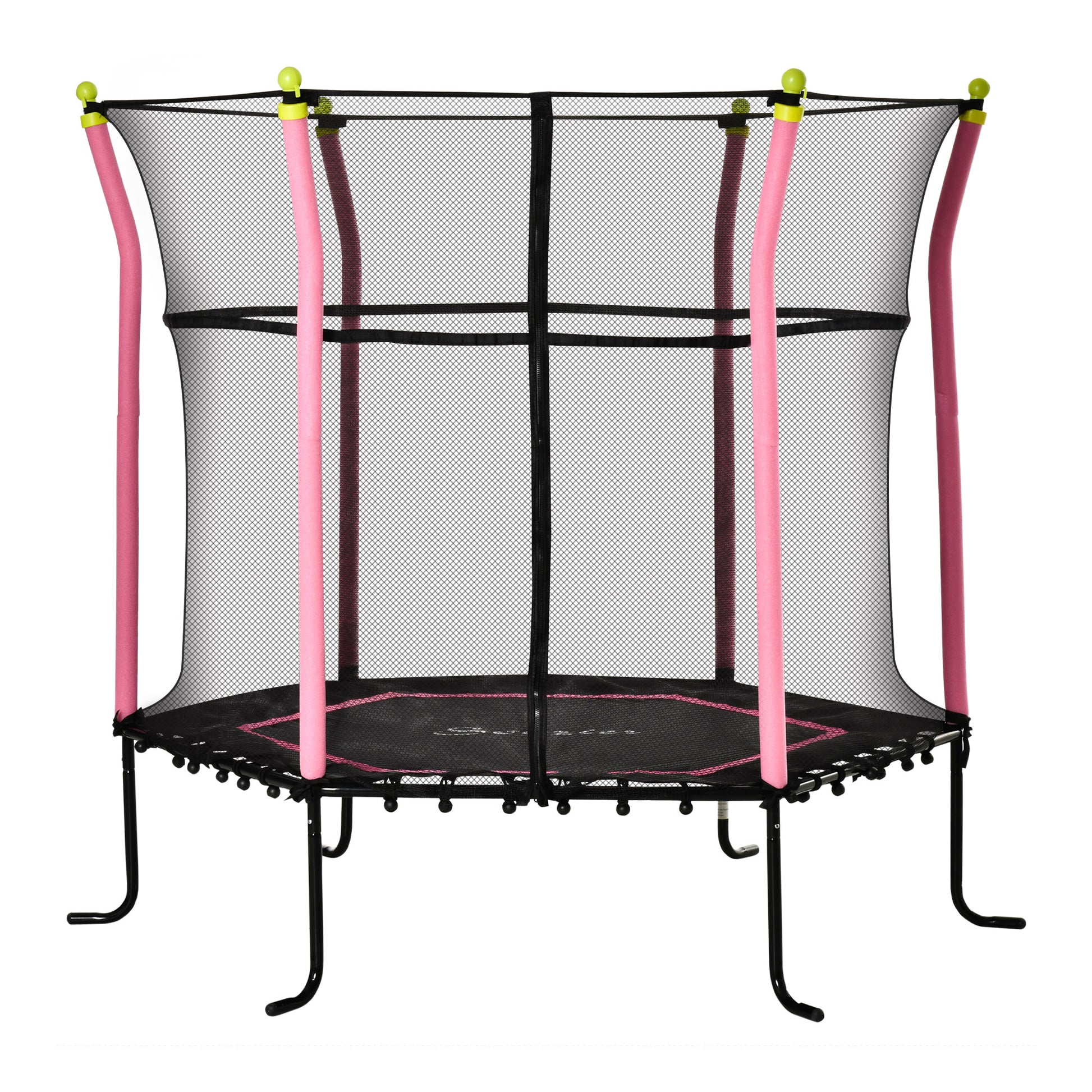 Soozier 63" Kids Trampoline Mini Indoor Bouncer Jumper with Enclosure Net Elastic Thick Padded Pole Gift for Child Toddler Age 3-6 Years Old Pink