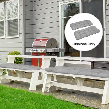 Set of 2 Patio Bench Replacement Cushions, 2 Seater Outdoor Loveseat Cushion Seat Pad, 43" x 19" x 3", Grey