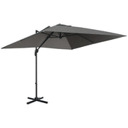 9ft Cantilever Patio Umbrella, Square Overhanging Umbrella with Cross Base, Crank Handle, Tilt, 360° Rotation and Aluminum Frame, Dark Grey