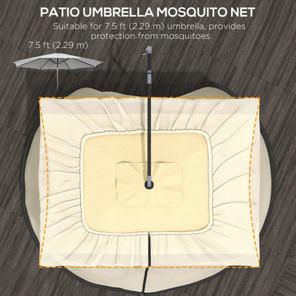 7.5FT Umbrella Table Screen Mosquito Bug Net, Garden Large Umbrella Cover Netting with Zippered Door, Beige