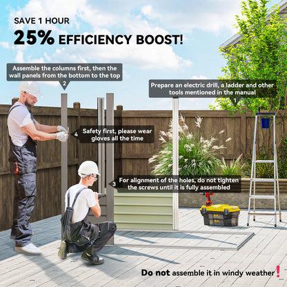 6 x 4FT Galvanized Garden Storage Shed, Metal Outdoor Shed with Double Doors and 2 Vents, Light Grey