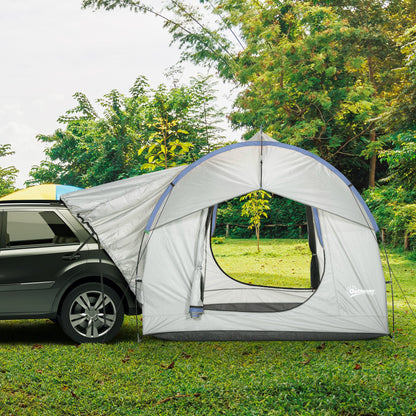 2000mm Waterproof SUV Tent, Car Tent with 3 Doors and Mesh Window, for 5-6 Person Camping Travel, Grey and Blue