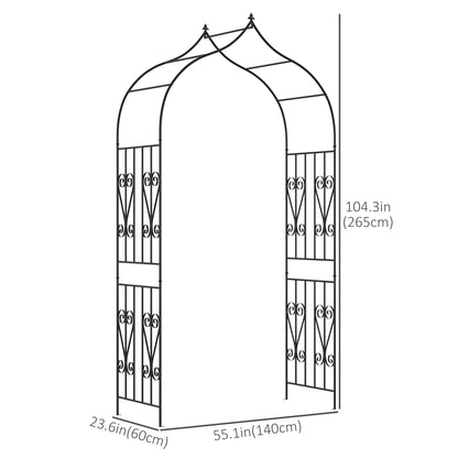 8.7FT Garden Arch Trellis, Outdoor Wedding Arbor for Ceremony with Scrollwork Design for Climbing Roses, Vines and Plants