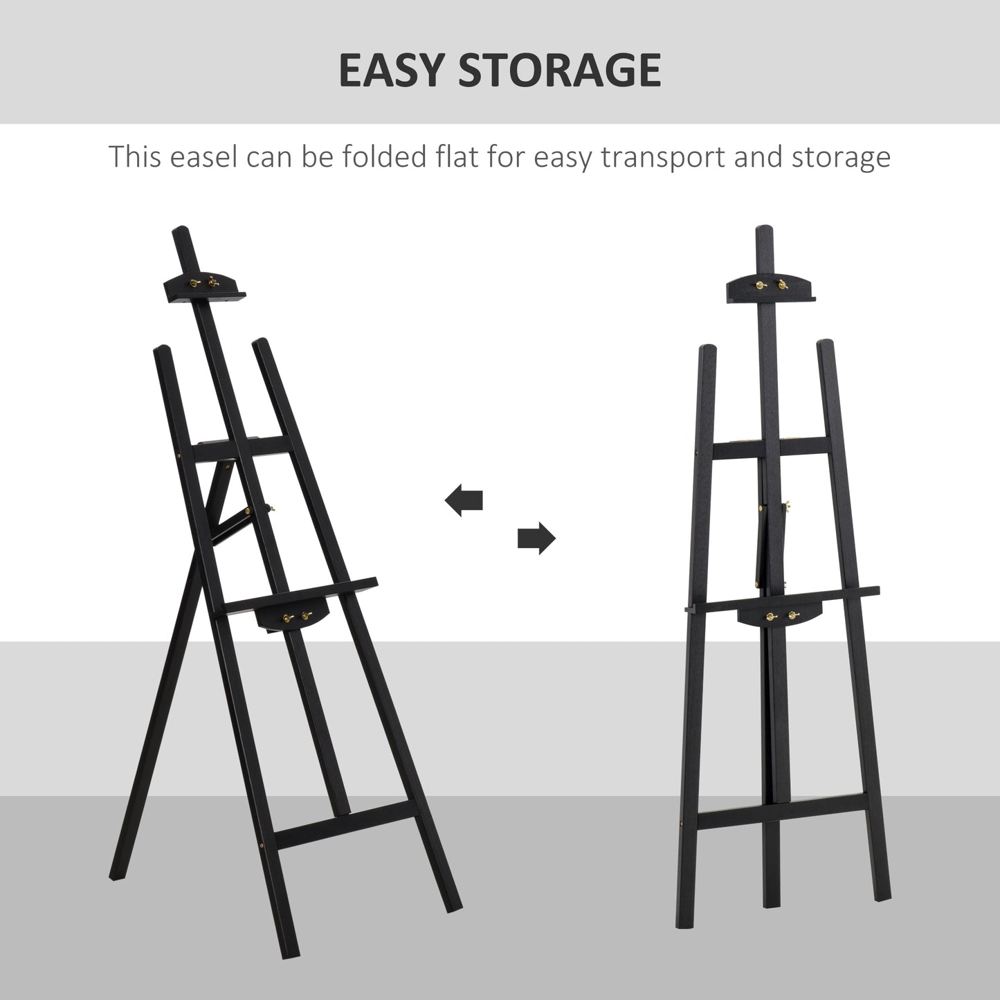 55" Pine Wood Painting Easel Stand, Adjustable Folding Art Easel, Tilts up to 75° for Adults, Begginners and Students, Black
