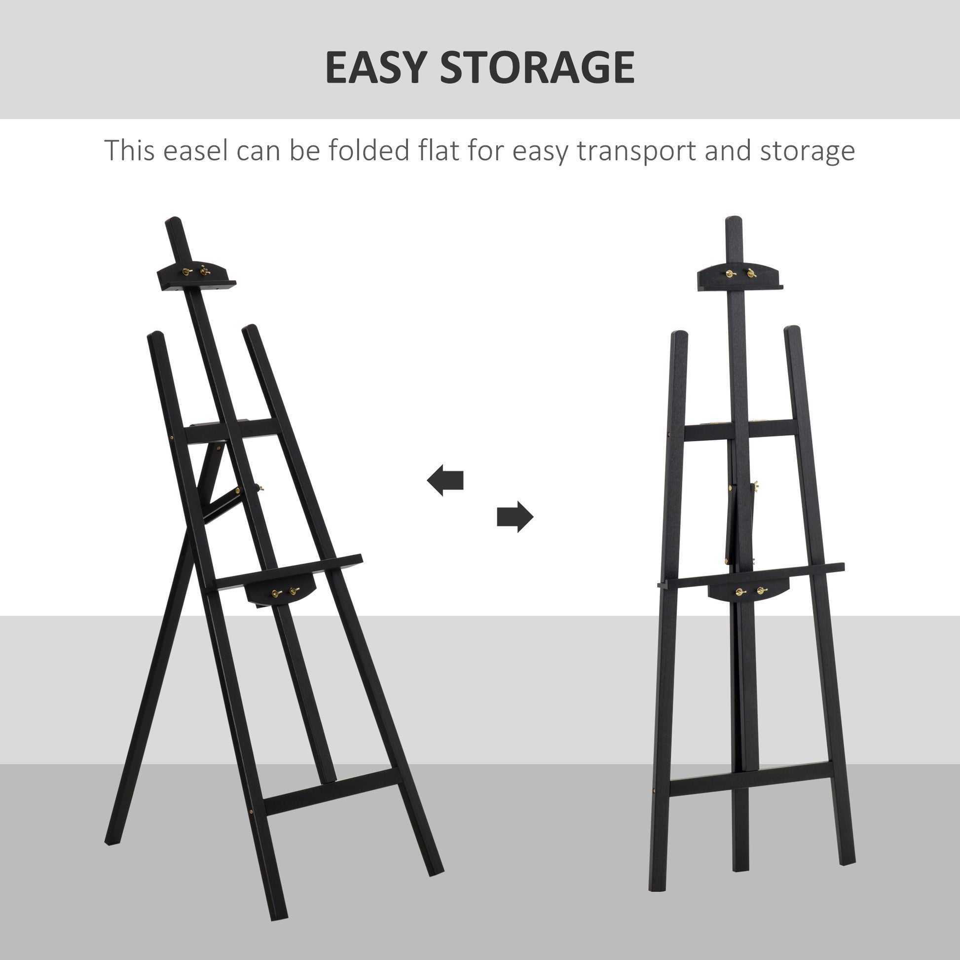 55" Pine Wood Painting Easel Stand, Adjustable Folding Art Easel, Tilts up to 75° for Adults, Begginners and Students, Black