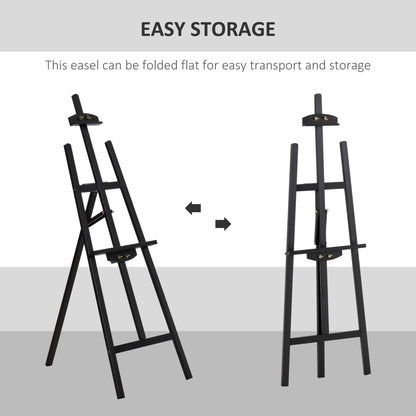 55" Pine Wood Painting Easel Stand, Adjustable Folding Art Easel, Tilts up to 75° for Adults, Begginners and Students, Black
