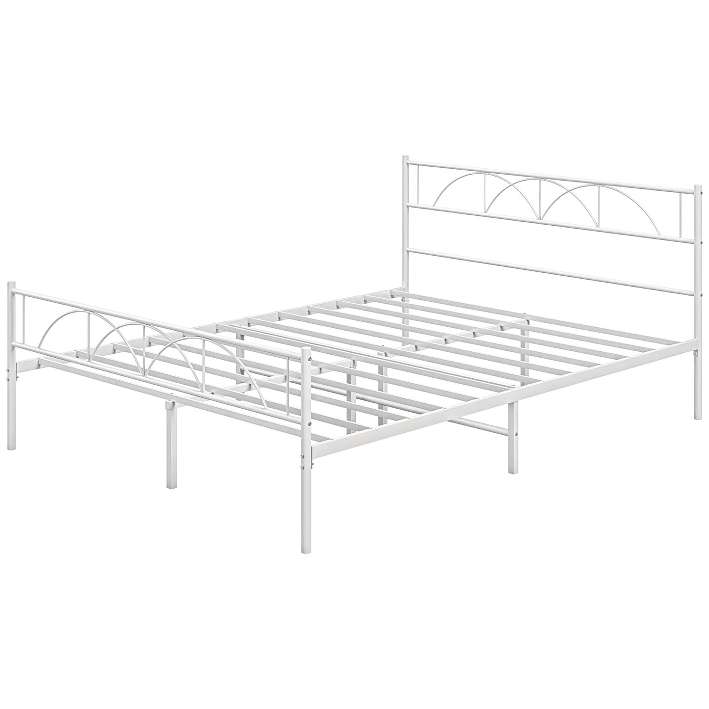 Metal Full Platform Bed Frame with Headboard, Steel Slat Support, Underbed Storage, No Box Spring Needed, Easy Assembly