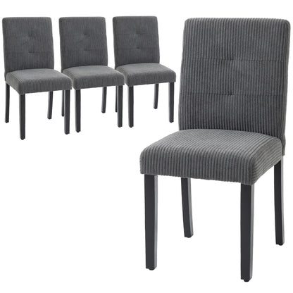 Modern Dining Chairs Set of 4, Kitchen Chairs with Rubberwood Legs and Padded Seat, Dark Grey