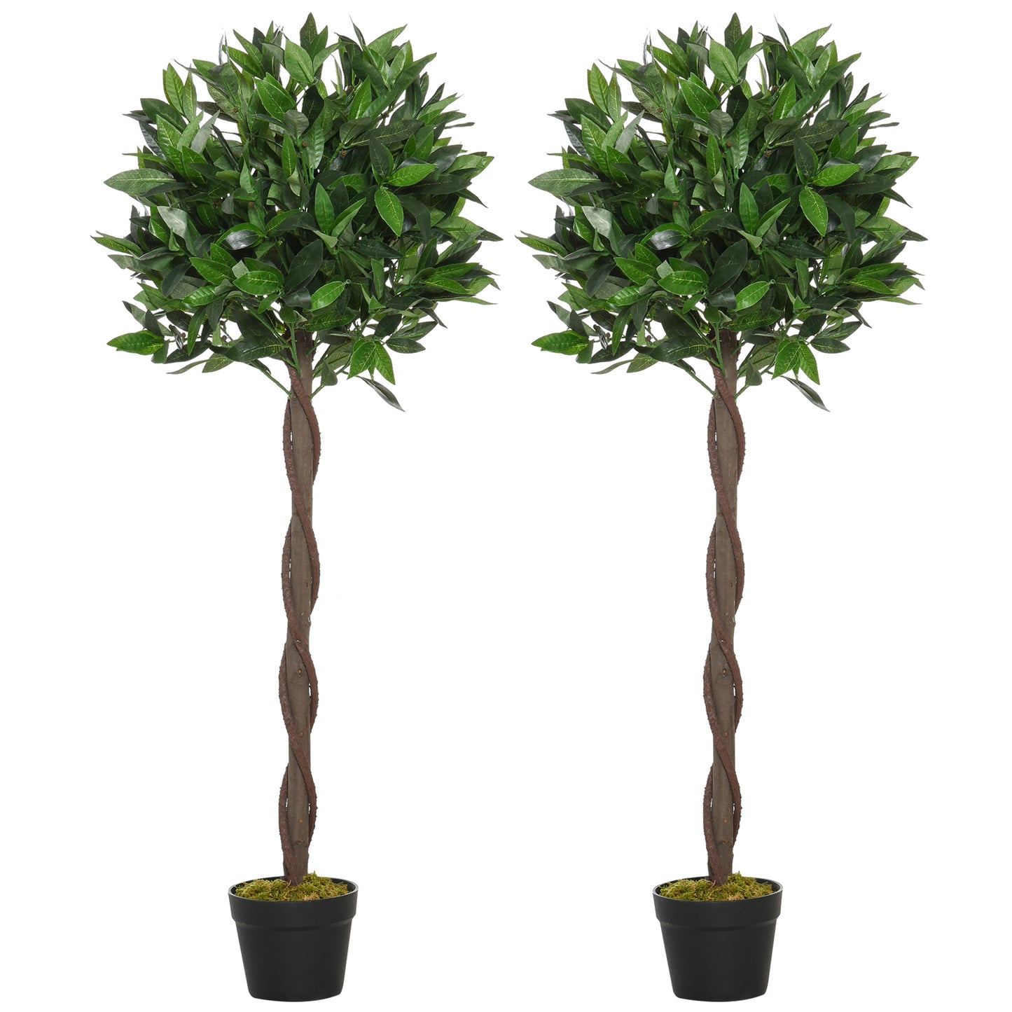 4FT Artificial Laurel Tree Set of 2, Lifelike Fake Plant with 564 Leaves, Potted Fake Plant for Home Office Decor, Green