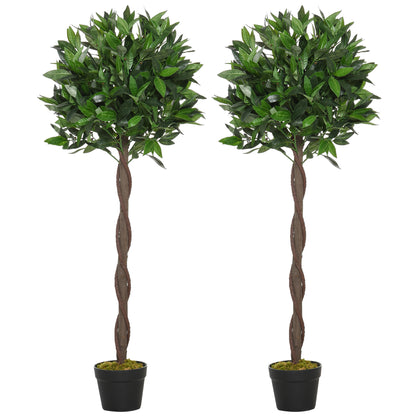 4FT Artificial Laurel Tree Set of 2, Lifelike Fake Plant with 564 Leaves, Potted Fake Plant for Home Office Decor, Green