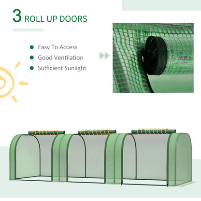 9.7' x 3.3' x 2.5' Mini Tunnel Greenhouse with PE Cover Garden Green Grow Shed with Steel Frame Zipped Doors, Dark Green