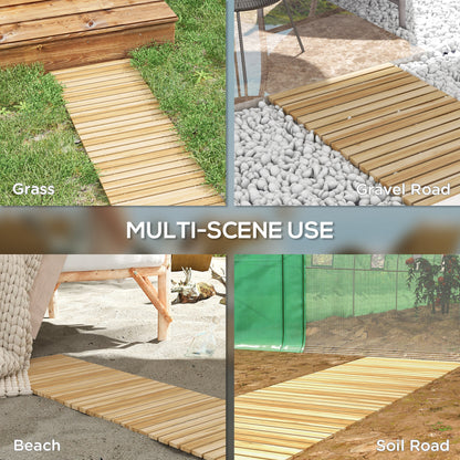 47" Wooden Garden Pathway, Outdoor Roll Out Straight Walkway, Garden Boardwalk for Wedding, Party, Natural Wood Finish