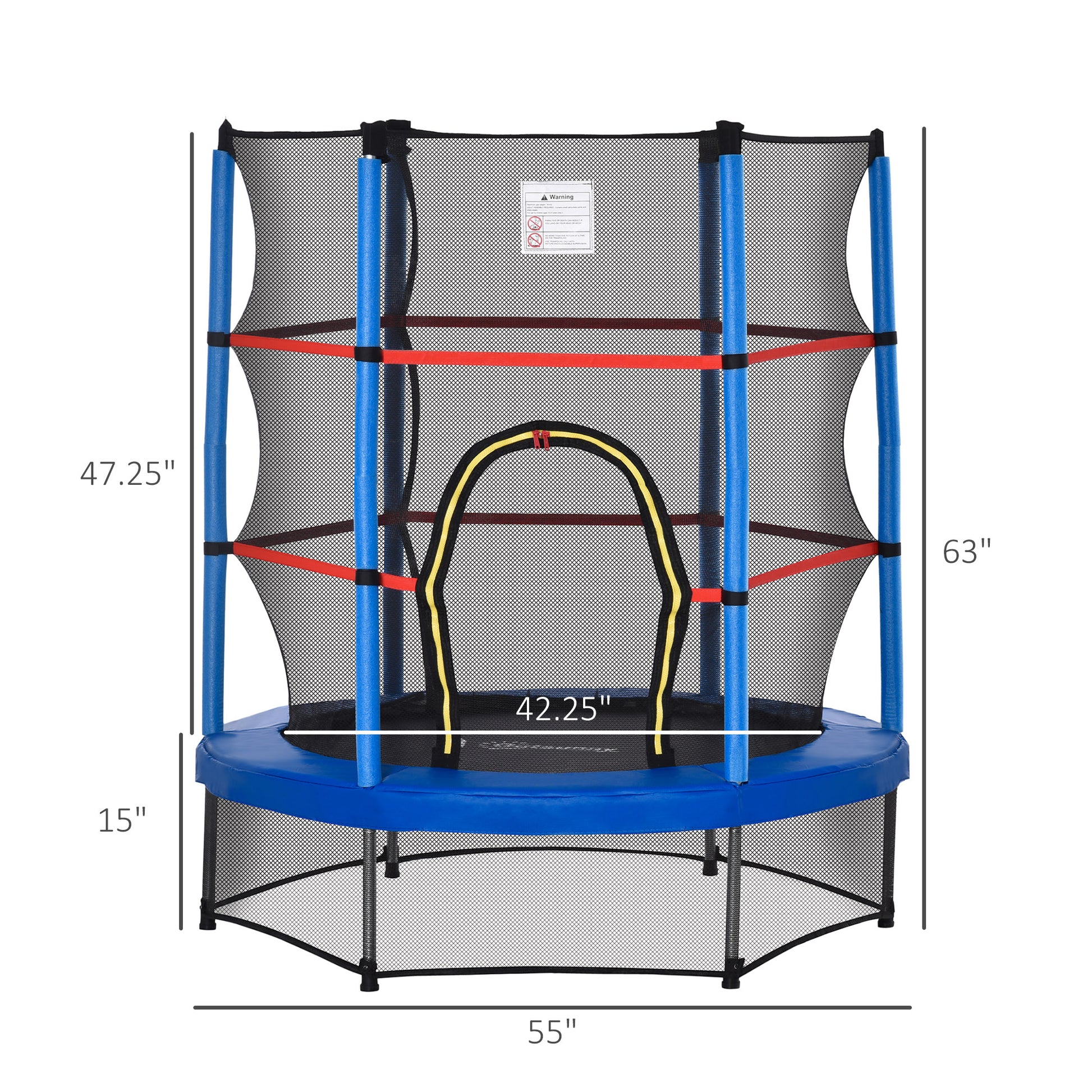 55" Kids Trampoline with Enclosure Net for Indoor/Outdoor, Trampoline for Boys and Girls Age 3-6 Years, Blue