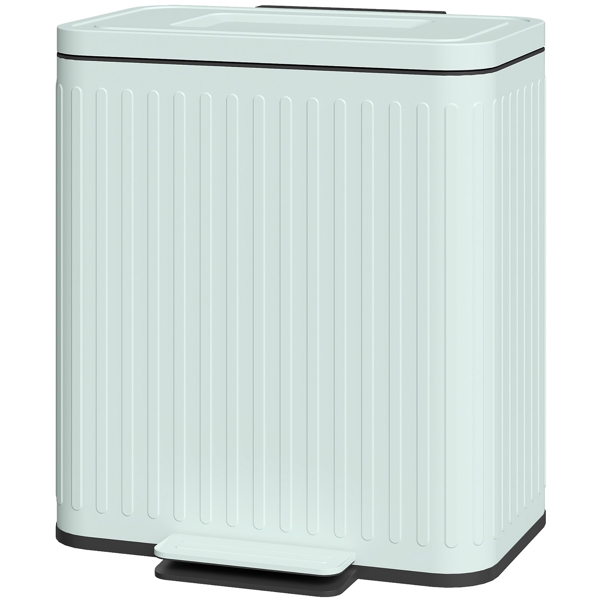 Trash Can, 2 x 5.3 Gallon (2 x 20 L) Garbage Can with Soft-Close Lid, Removable Inner Buckets for Kitchen Home Office