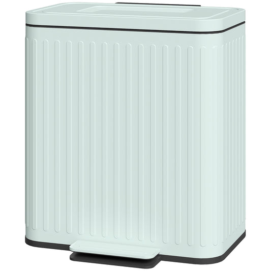 Trash Can, 2 x 5.3 Gallon (2 x 20 L) Garbage Can with Soft-Close Lid, Removable Inner Buckets for Kitchen Home Office