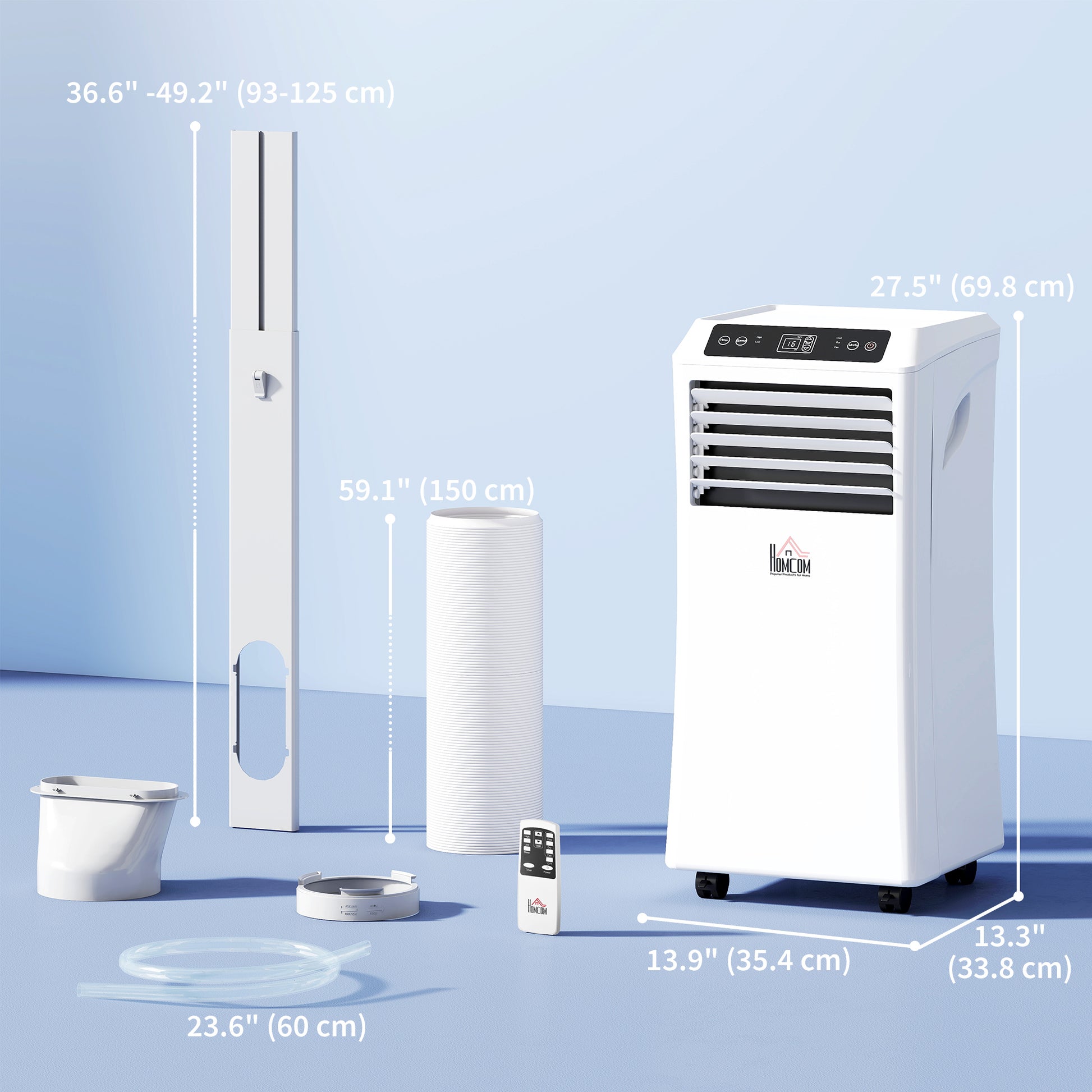 10,000BTU Mobile Portable Air Conditioner with Cooling, Dehumidifier, 2 Speed Fans, 24-Hour Timer for Bedroom, White
