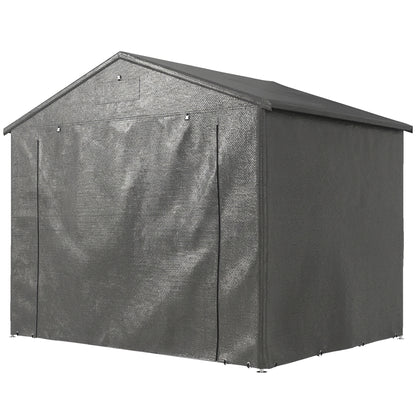 8' x 6' Portable Shed, Waterproof Bike Tent with Roll-up Zipper Door, Vent and Galvanised Metal Frame, Dark Grey