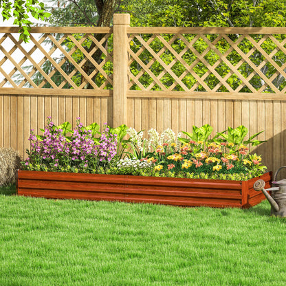 95" x 36" x 12" Galvanized Raised Garden Bed, Metal Elevated Planter Box for Growing Flowers, Herbs, Succulents, Brown