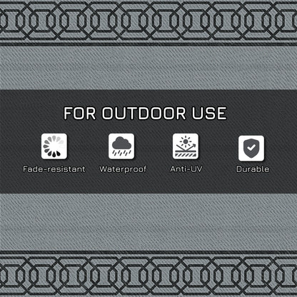 Portable Outdoor Rug with Carrying Bag, 9' x 12' Reversible Mat, Waterproof Plastic Straw RV Rug for Backyard, Deck, Picnic, Beach, Camping, Black and Grey