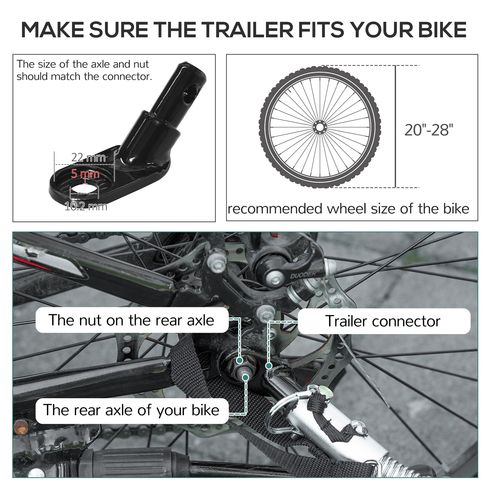 Aosom Outdoor Bike Cargo Trailer, Foldable Bicycle Luggage Wagon, Triple Safety, 16" Wheels, Removable Cover, Black and Grey