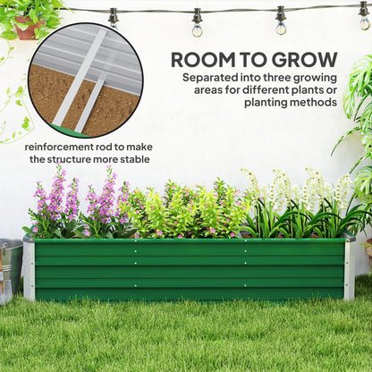 6' x 1.5' x 1.3' Galvanized Raised Garden Bed, Elevated Large Metal Planter Box w/ Install Gloves for Backyard, Patio to Grow Vegetables, Herbs, and Flowers, Green