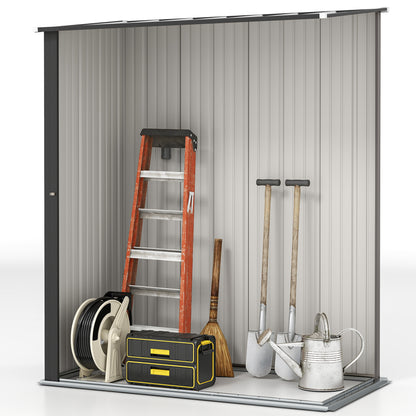 5' x 3' Outdoor Storage Shed, Steel Garden Shed with Single Lockable Door, Tool Storage Shed for Backyard, Light Grey