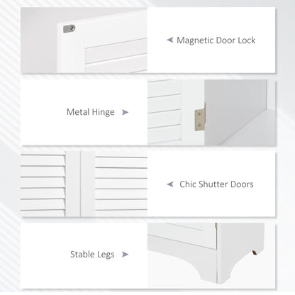 Tall Bathroom Storage Cabinet, Slim Bathroom Cabinet with 4 Shutter Doors and Adjustable Shelves, Toilet Vanity Cabinet, Narrow Organizer, White