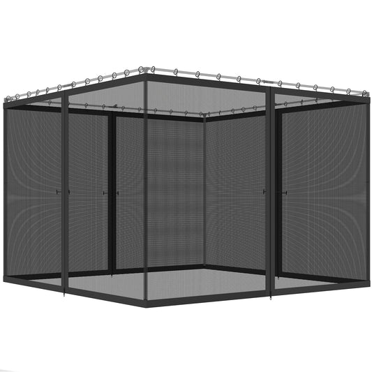 Replacement Mosquito Netting for Gazebo 12' x 12' Black Screen Walls for Canopy with Zippers, Black