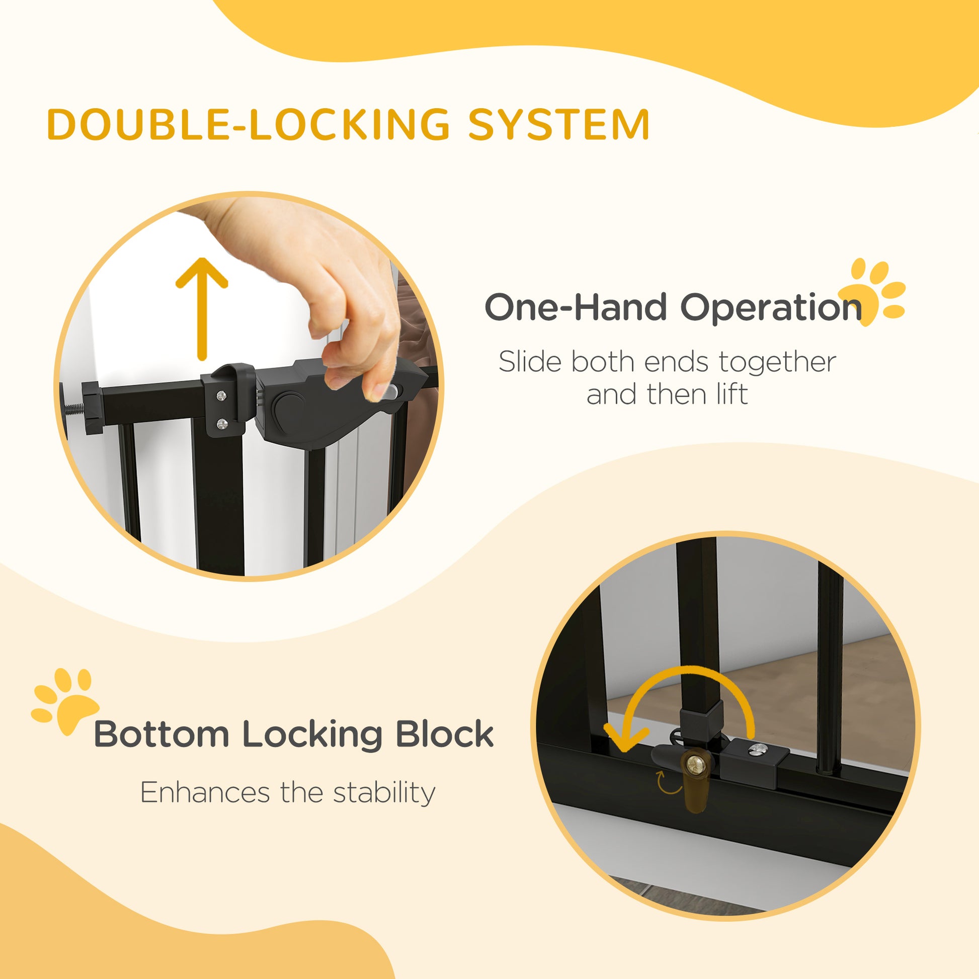 36" Easy Open Indoor Dog Gates for Doorways, House, Stair - Black