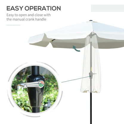 8.5 ft Outdoor Market Table Umbrella, Round Patio Umbrella with Tilt and Crank for Garden, Backyard, Deck, Cream White