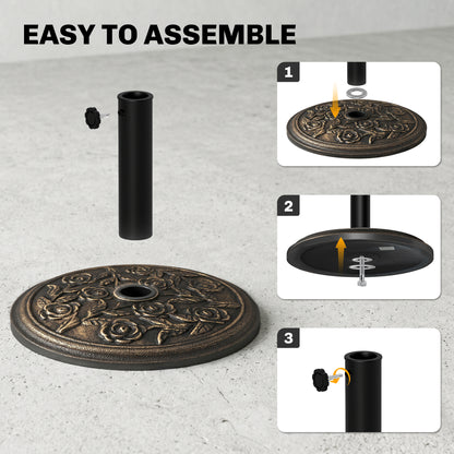 20 lbs Resin Round Patio Umbrella Base 18" Outdoor Decorative Cast Stone Parasol Stand Market Garden Umbrella Holder, Bronze