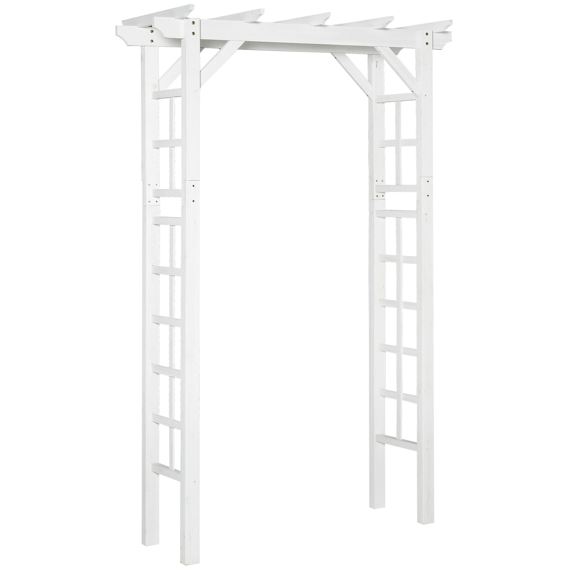 85" Wooden Garden Arbour for Wedding and Ceremony, Outdoor Garden Arch Trellis for Climbing Vines - White