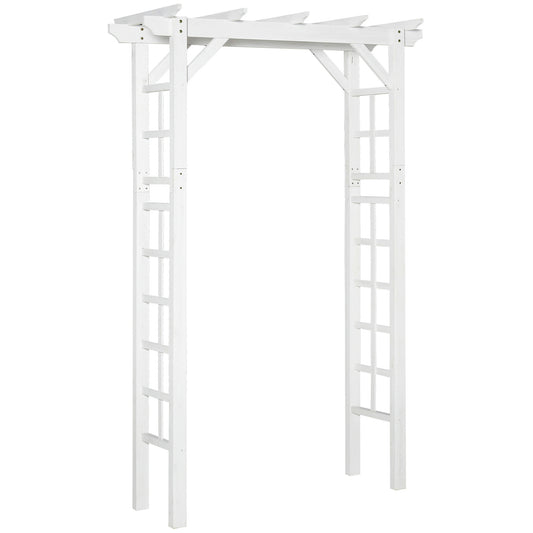 85" Wooden Garden Arbour for Wedding and Ceremony, Outdoor Garden Arch Trellis for Climbing Vines - White