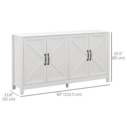 Sideboard Buffet, Storage Cabinet with Barn Door and Adjustable Shelf, TV Stand for TVs up to 65 Inches, White